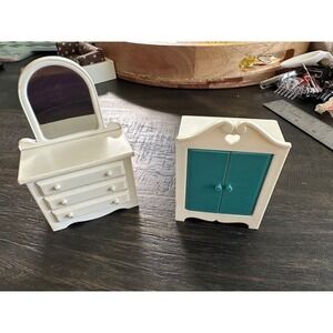 Vintage FF‎ Toys Dollhouse Furniture Wardrobe Dresser Toy Miniature Hong Kong